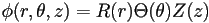 \phi(r,\theta,z)=R(r)\Theta(\theta)Z(z)